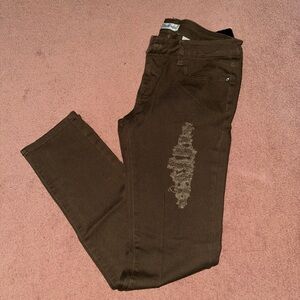Distressed Brown Boot Cut Jeans